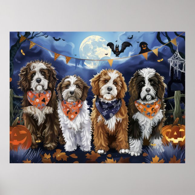 Poster Bernedoodle Halloween Spooky (Frente)