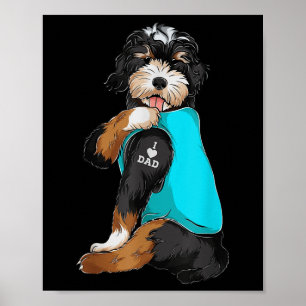 Poster Bernedoodle I Love Pai Tattoo Roupa, Pai De Cão