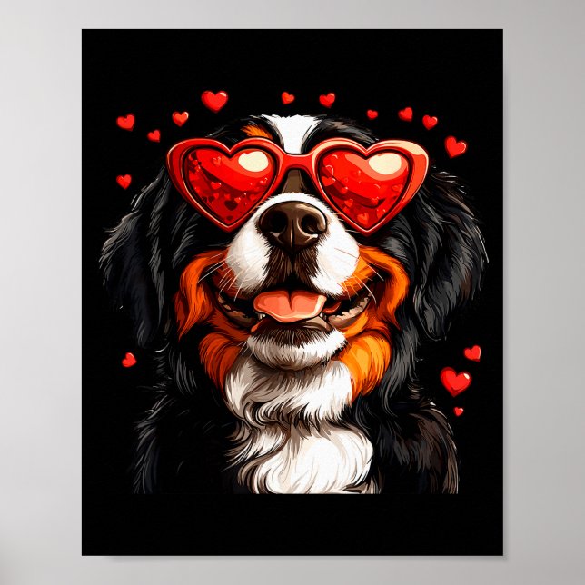 Poster Bernese Mountain Cute Berner Dog Lover Valentines  (Frente)