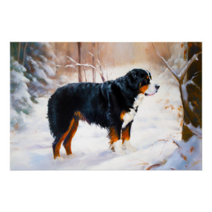 Pôster Bernese Mountain Deixe Nevar Natal