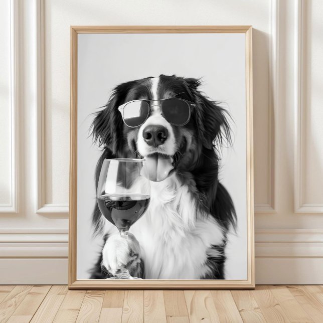 Poster Bernese Mountain Dog and Wine Wall Art, Black and  (Criador carregado)