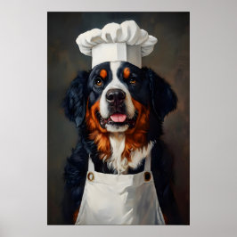 Poster Bernese Mountain Dog In Chefs Hat Poster, Pet