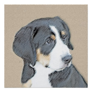 Pôster Bernese Mountain Dog Puppy Painting - Arte Origina