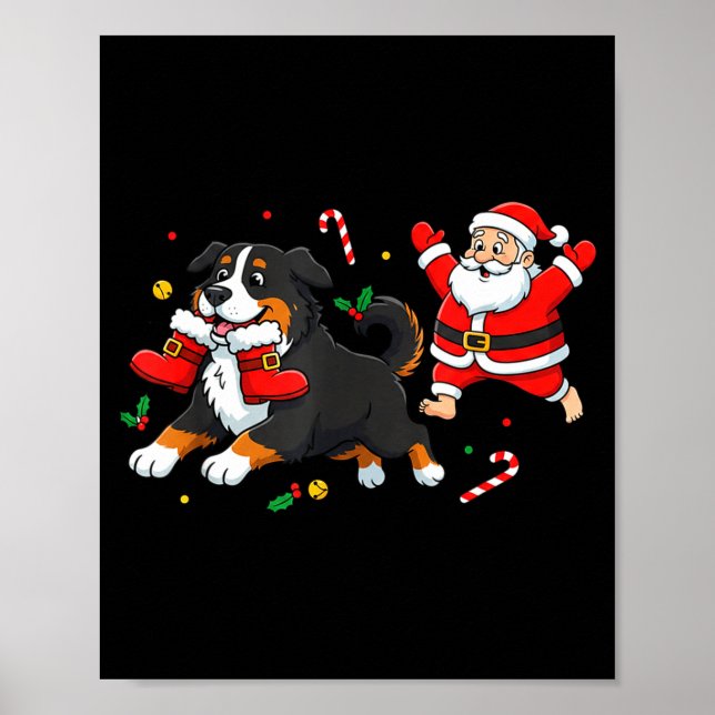 Poster Bernese Mountain Dog Santa Claus Boots Christmas W (Frente)