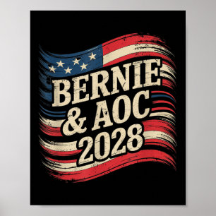 Poster Bernie Sanders E Aoc 2028 Para A Campanha Presiden