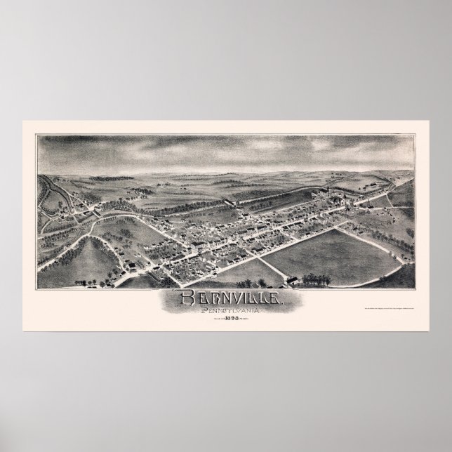 Poster Bernville, PA Panorâmica - 1898 (Frente)