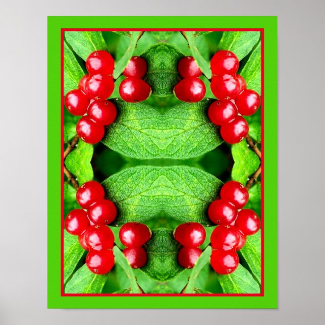Poster Berries vermelhos com Raindrots Mirror Abstrato Na (Frente)