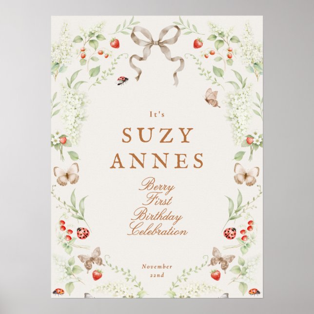 Poster Berry First Birthday Welcome Sign (Frente)