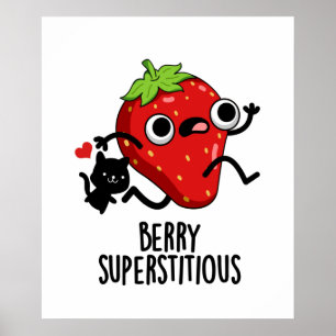 Poster Berry Superstitious Funny Fruta Pun