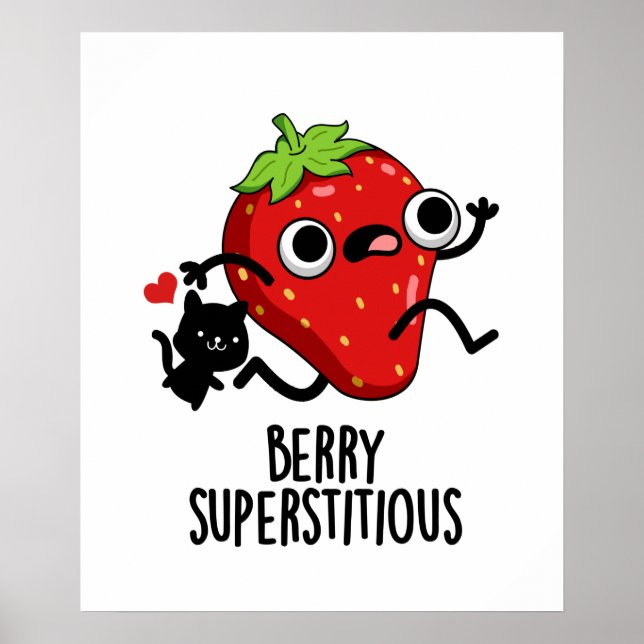 Poster Berry Superstitious Funny Fruta Pun (Frente)
