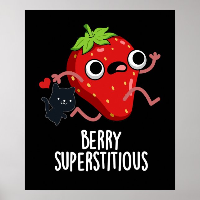 Poster Berry Superstitious Funny Fruta Pun Dark BG (Frente)