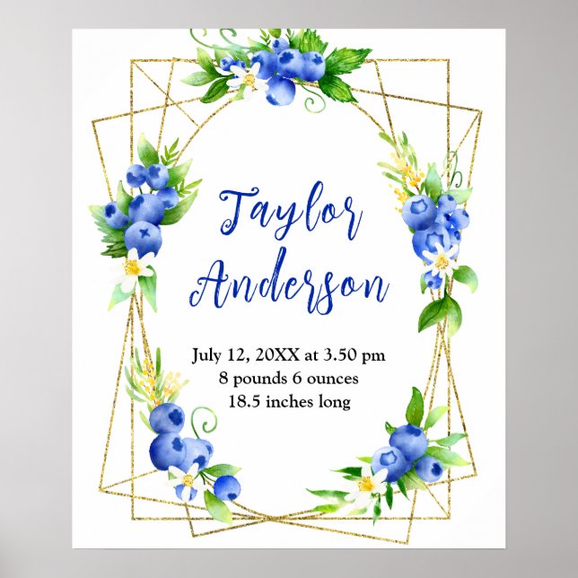 Poster Berry Sweet Blueberry Baby Birds Stats (Frente)