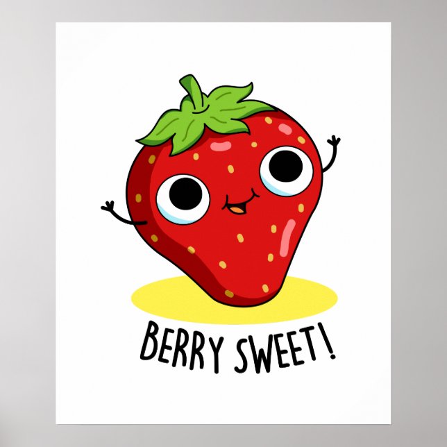 Poster Berry Sweet Funny Strawberry Pun (Frente)