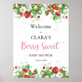 Poster Berry Sweet Strawberry Chá de fraldas Welcome