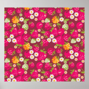 Poster Berry Tecido: Vermelho profundo sem costura
