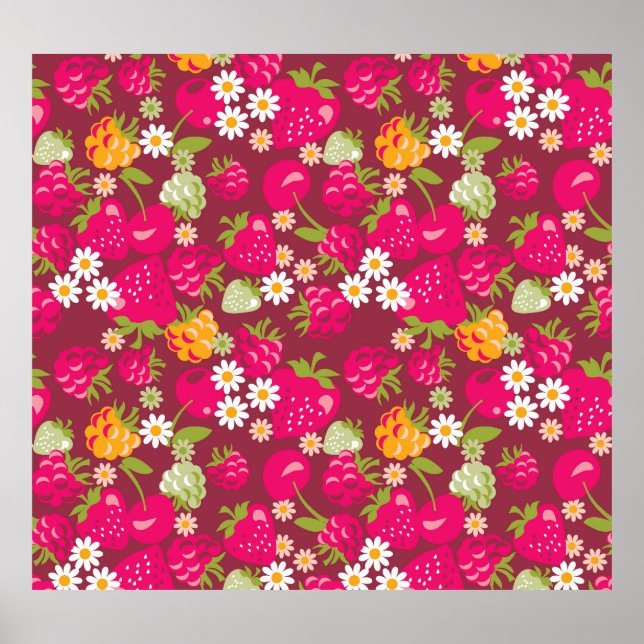 Poster Berry Tecido: Vermelho profundo sem costura (Frente)