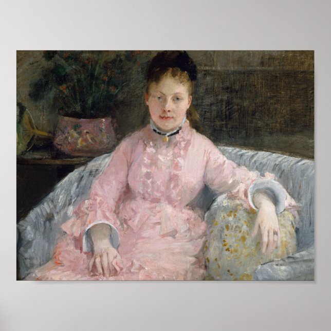 Pôster Berthe Morisot - O Vestido Rosa (Frente)