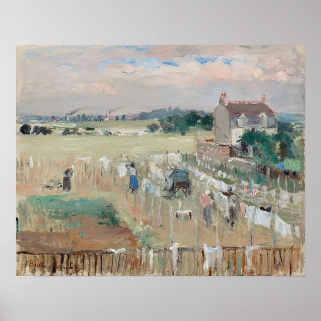 Poster Berthe Morisot - Pendurando a Roupa para Secar (Frente)