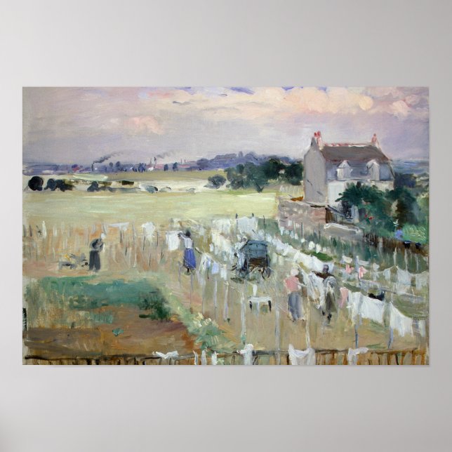 Poster Berthe Morisot - Prendendo a roupa seca para secar (Frente)