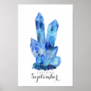 Poster Berthstone de setembro - Sapphire Watercolor POS