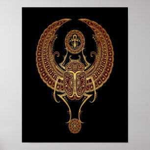 Pôster Besouro egípcio voado vermelho do escaravelho com