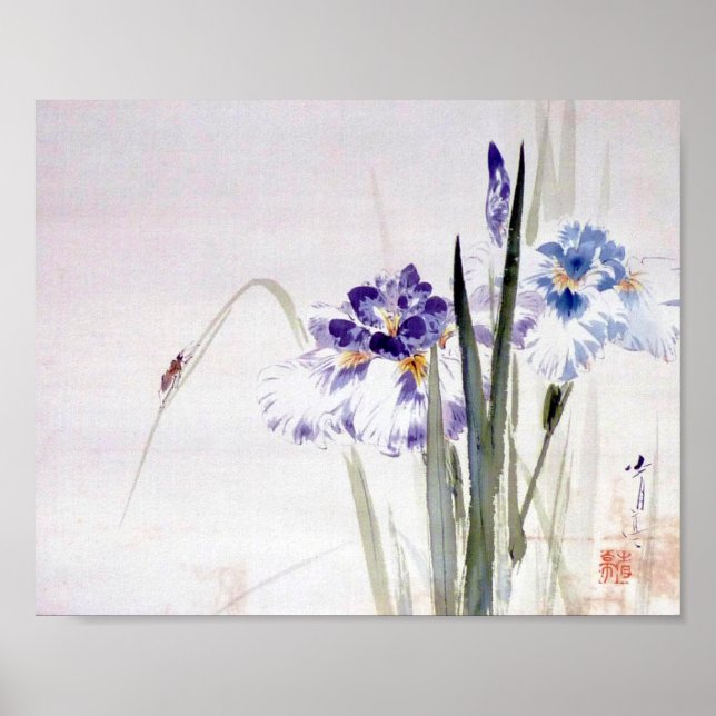 Poster Besouro Subindo em Iris Leaf, Watanabe Seitei (Frente)