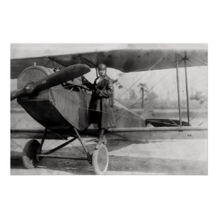 Pôster Bessie Coleman e seu avião, 1922