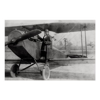 Pôster Bessie Coleman e seu avião, 1922