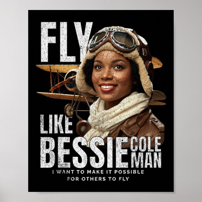 Poster Bessie Quote Black Aviator Mulheres na História Mê (Frente)