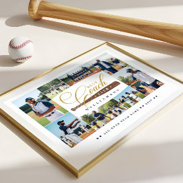 Poster Best Baseball Coach Ever Team Sports Photo Collage