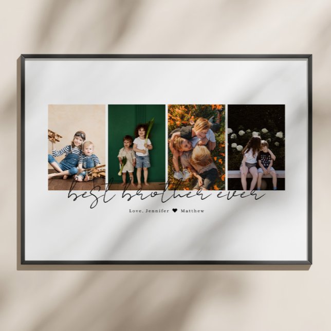 Poster Best Brother Ever Modern Script 4 Photos Collage (Criador carregado)