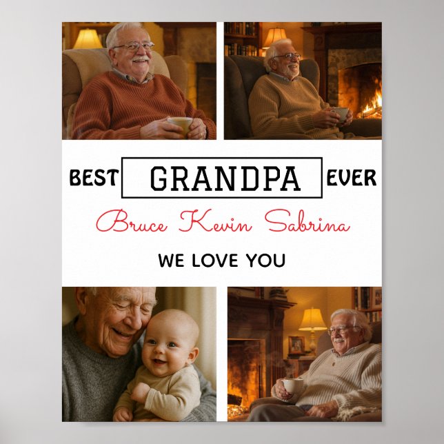 Poster Best Grandpa Ever Photo Collage (Frente)
