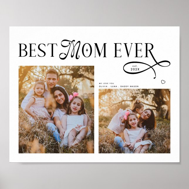 Poster Best Mom Ever Photos Heart Mothers Day Gifts (Frente)