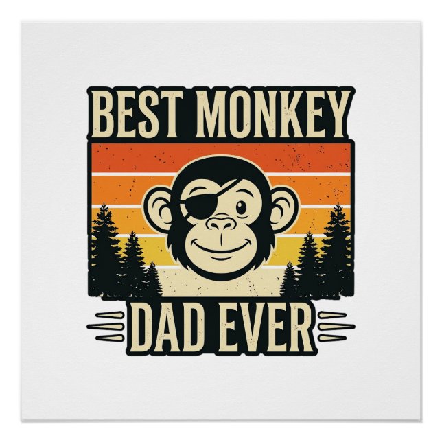 Pôster Best Monkey Dad Ever Vintage Monkey Father Shirt_1 (Frente)