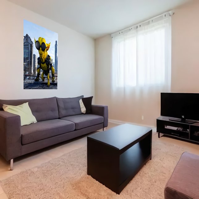 Poster Besta de alienígena ciberpunk amarela | Arte AI (Criador carregado)