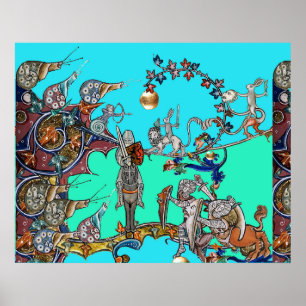 POSTER BESTIÁRIO MEDIEVAL GUERRA, CAVALEIROS,LESMA GIGANT