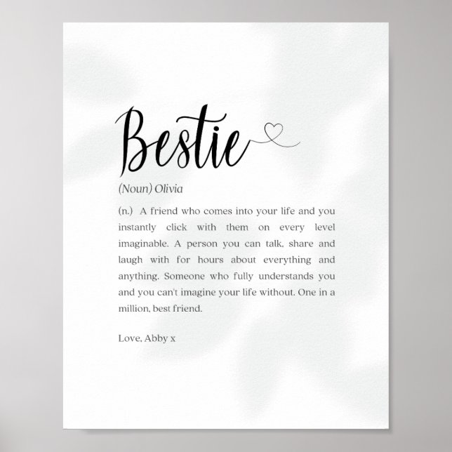 Poster Bestie Definition Impressão, presentes personaliza (Frente)