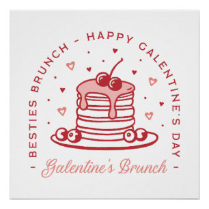 Pôster Bestinhas do Dia de Galentine brunch coquette prep