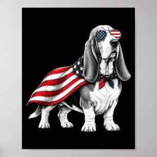 Poster Bet Hound 4 De Julho Bandeira Americana Cão Patrió