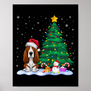 Poster Bet Hound Dog Luzes de árvore de Natal Chapéu de R