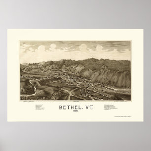 Poster Bethel, mapa panorâmico do VT - 1886