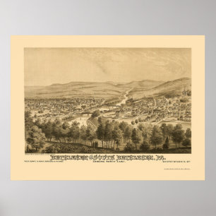 Pôster Bethlehem & Bethlehem sul, mapa panorâmico 1877 d
