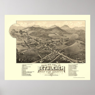 Pôster Bethlehem, mapa panorâmico do NH - 1883