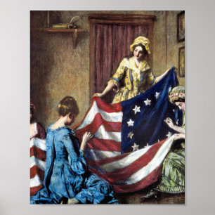 Poster Betsy Ross Costumando A Bandeira Americana