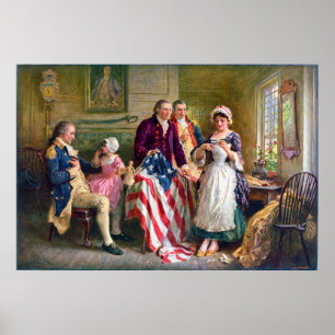 Poster Betsy Ross e a bandeira dos Estados Unidos 1777
