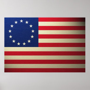 Pôster Betsy Ross Flag Despejada Antiquado