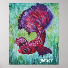 Poster Betta fish watercolor contemporany art