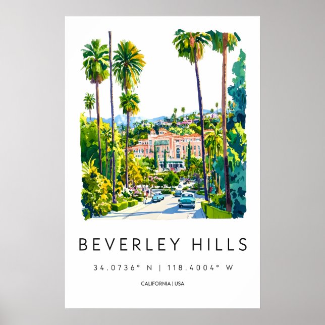 Poster Beverly Hills Watercolor 2 (Frente)