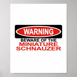 Pôster Beware do Schnauzer diminuto