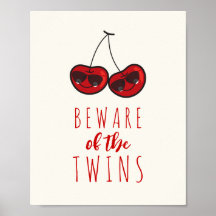 Beware Of The Twins Cool Cheeky Cherries Kid's Art